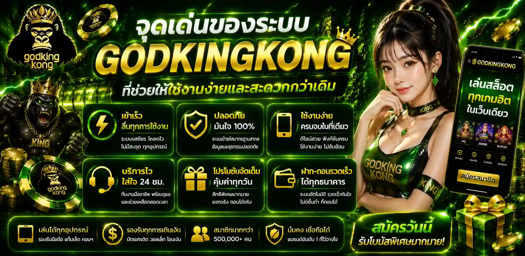 GODKINGKONG เว็บสล็อตออนไลน์ รองรับมือถือ ใช้งานง่าย